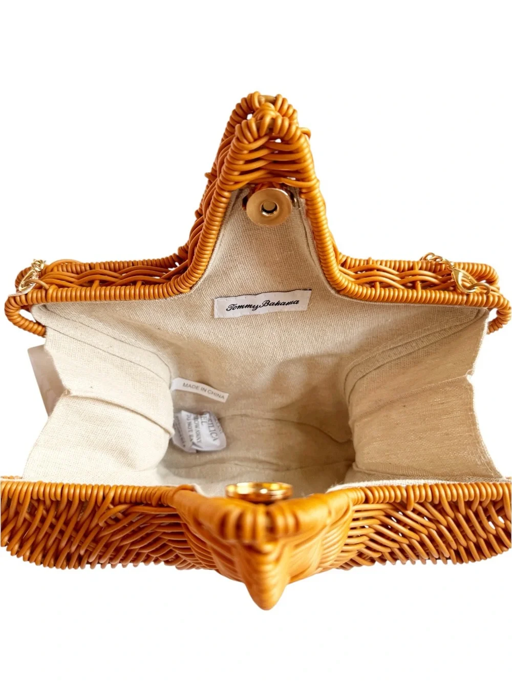 TOMMY BAHAMA NWT Wicker Woven Starfish Bag One Size I. Natural - Picture 12 of 13